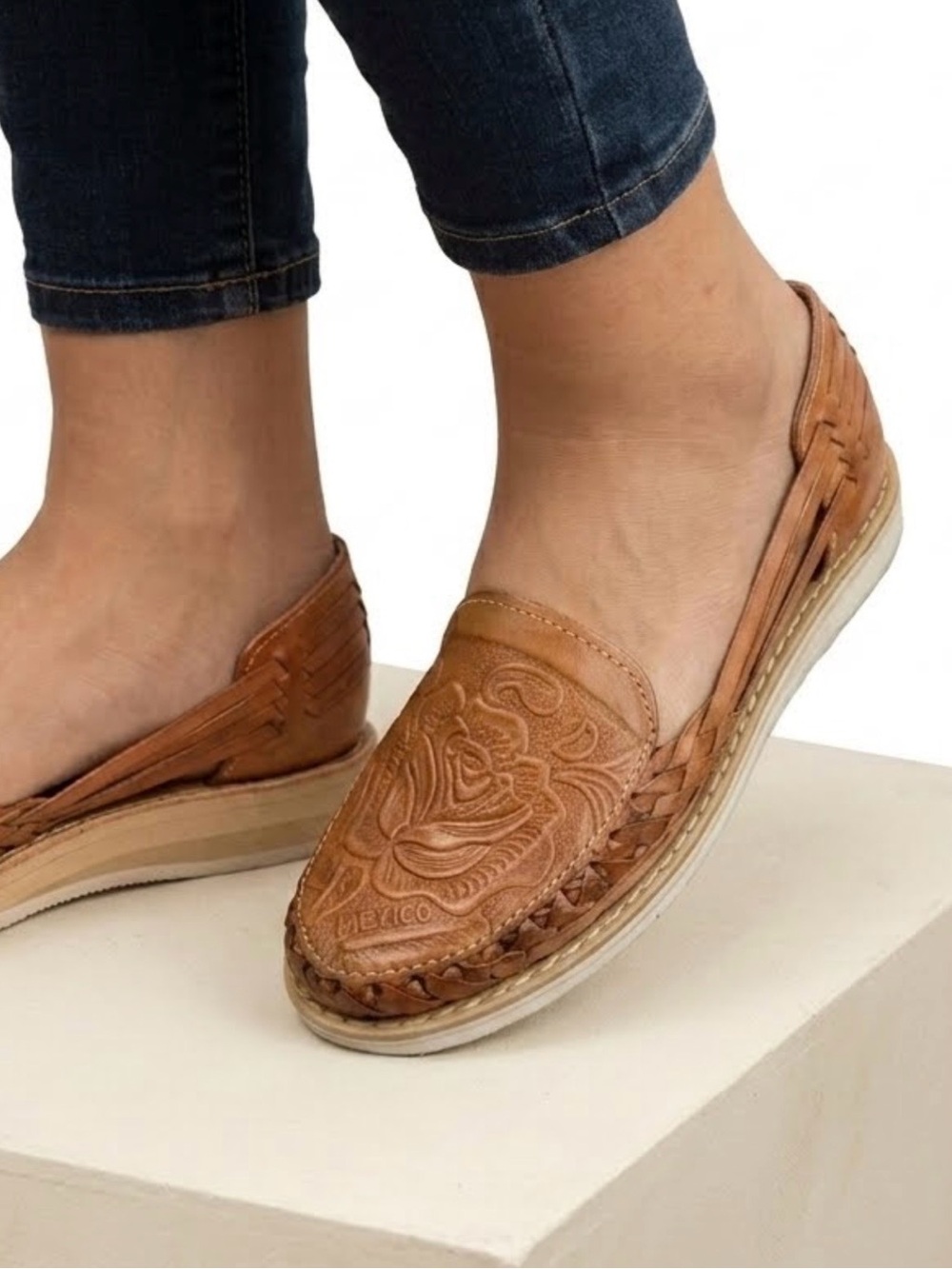 ARTESANIAS MECHICA Huarache Loafers Mexican Boho Slip-Ons Moccasins Shoes Flats - Picture 6 of 11